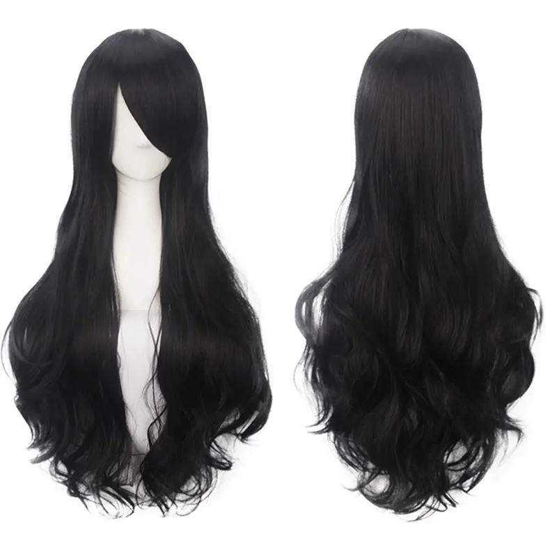 

80CM wig cosplay women with long curly hair female multi-color black silver gray white pink animation wig