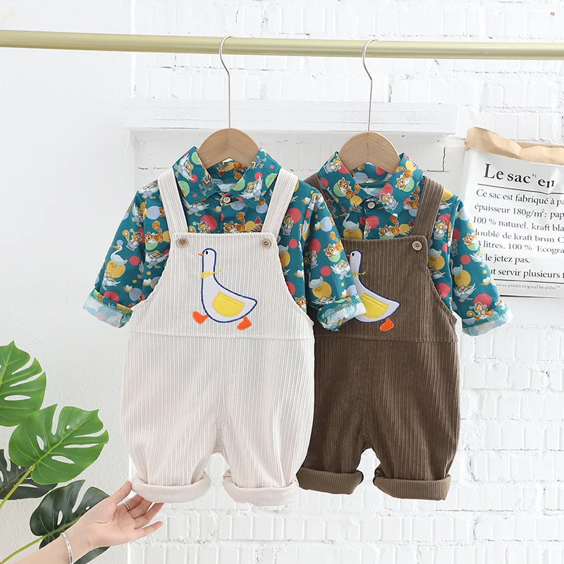 

Autumn New Children's Long Sleeve Set, Boys' Fashion Cartoon Print Shirt, Casual Pants, Two Piece Set, Boys' Set