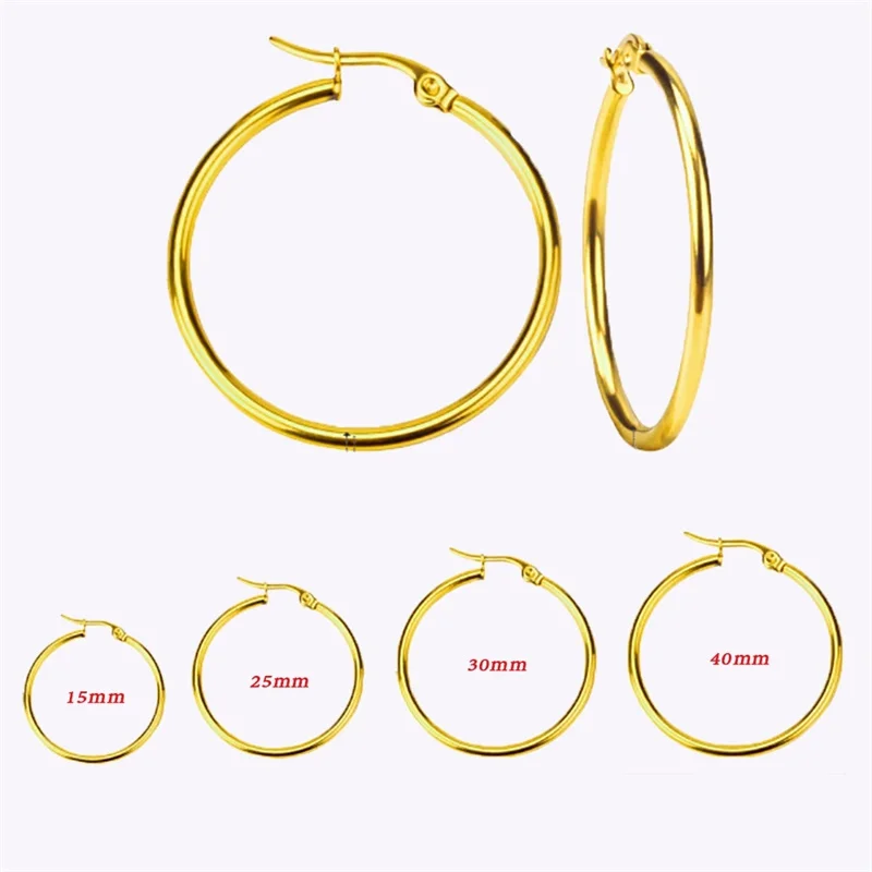 Earrings for Women 2022 Trending Stainless Steel Hoop Earrings for Women Men Simple Big Hoops Gold Color Silver Color Wholesale