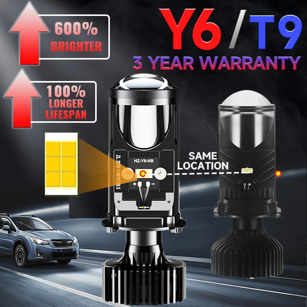 

Проектор Y6 H4, лампа для фар головного света с вентилятором охлаждения 120 Вт, автомобильная лампа ближнего и дальнего света Y6, лампа для автомобиля Canbus 12 в 6000K