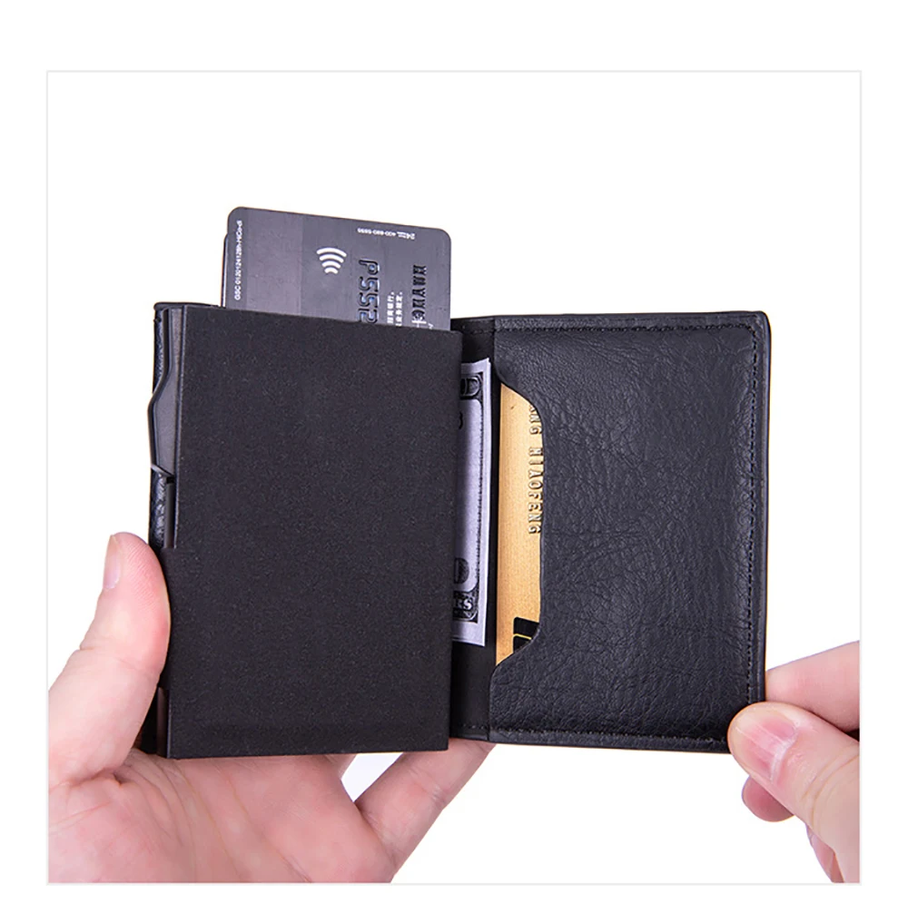 2023 Credit Card Holder Wallet Men Women RFID Aluminium Box Cases Bank Cardholder Case Vintage Leather Wallets with Money Clips
