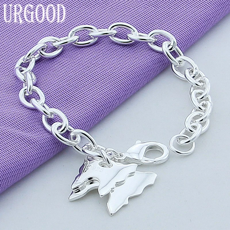 

925 Sterling Silver Double Butterfly Pendant Bracelet For Women Party Engagement Wedding Gift Fashion Jewelry