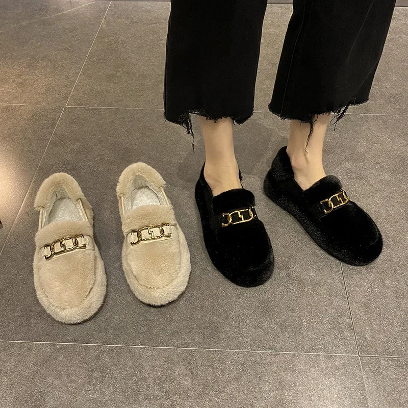 

Shallow Mouth Flats Shoes Woman 2023 Platform Slip-on Round Toe Loafers Fur Casual Female Sneakers Modis New Creepers Moccasin