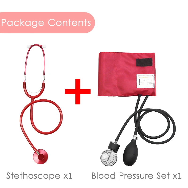 Красный ручной медицинский измеритель артериального давления манжета BP