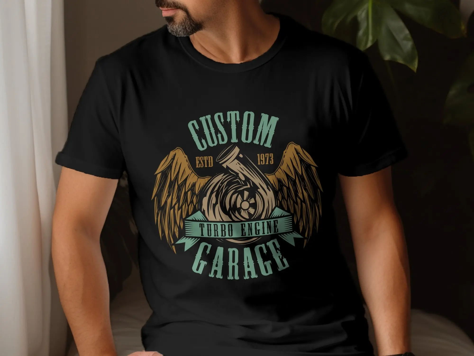 Винтажная футболка с турбодвигателем для гаража оригинальная ретро-одежда