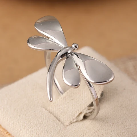 Серебряные латунные резные кольца со стрекозой NovoPublic  для женщин