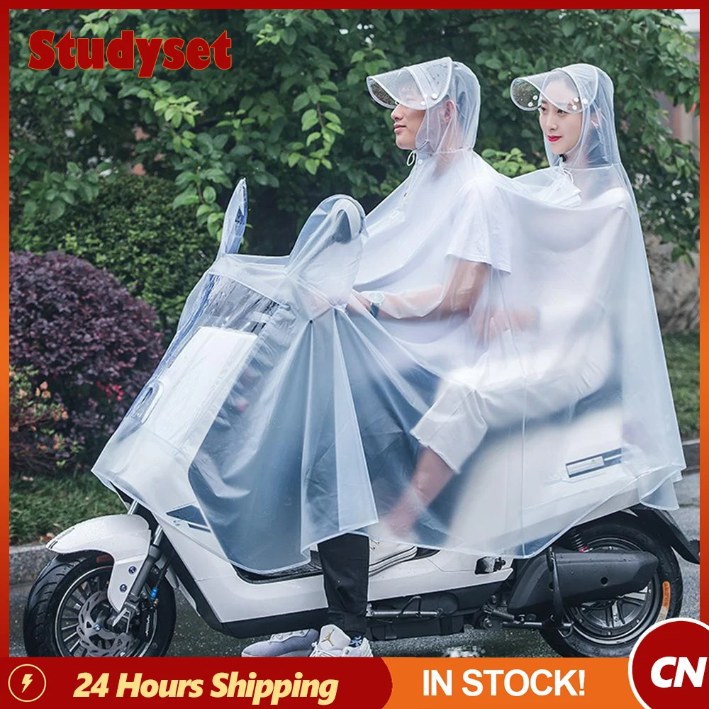 

Windproof Raincoat For Electric Bike Motorcycle Double Brim Covering Face Riding Poncho For Men Women Windproof Rain Jacket