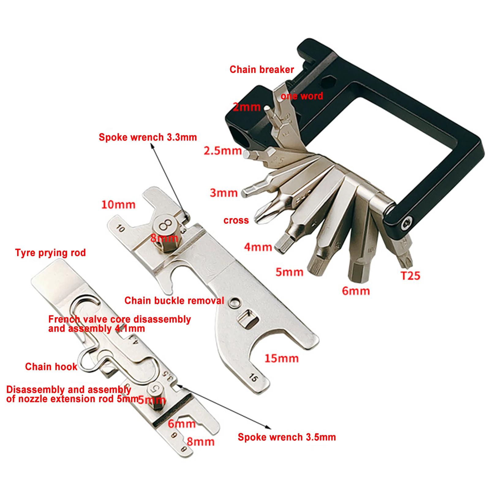 

Bicycle Repair Tool Set Chain Remover Spoke Wrench Multifunctional Portable Folding Tool Set