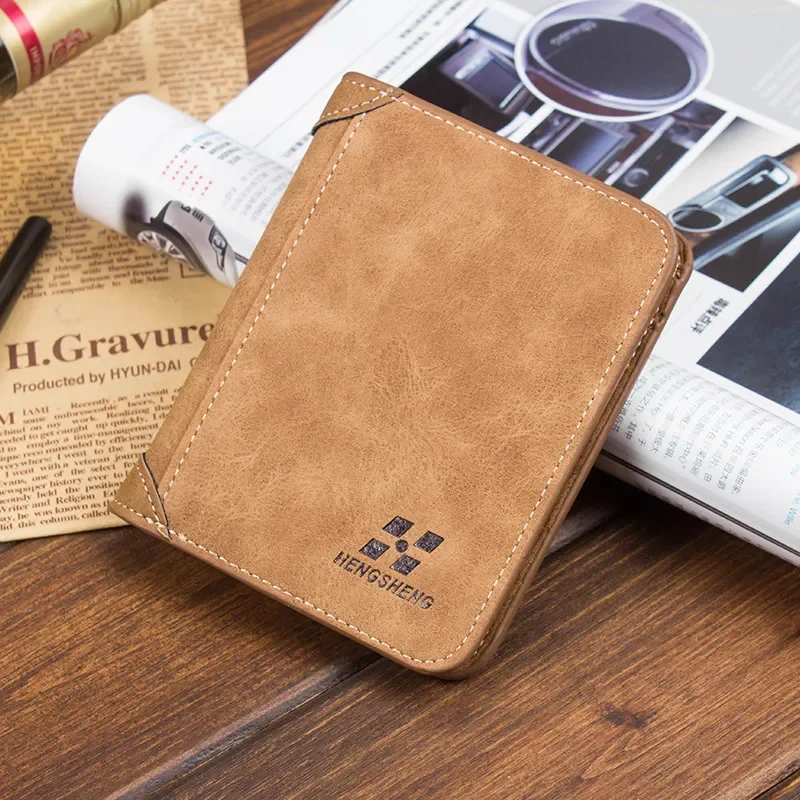 Men's Leather Bifold Wallet Slim Hipster Cowhide Credit Card/ID Holders and Inserts Coin Purses Luxury Business Mens Wallet