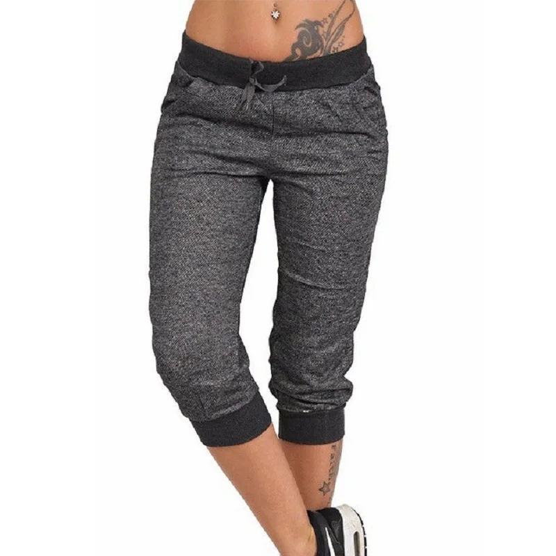 Джоггеры длиной до колен из мягкой ткани эластичная талия на шнурке боковые