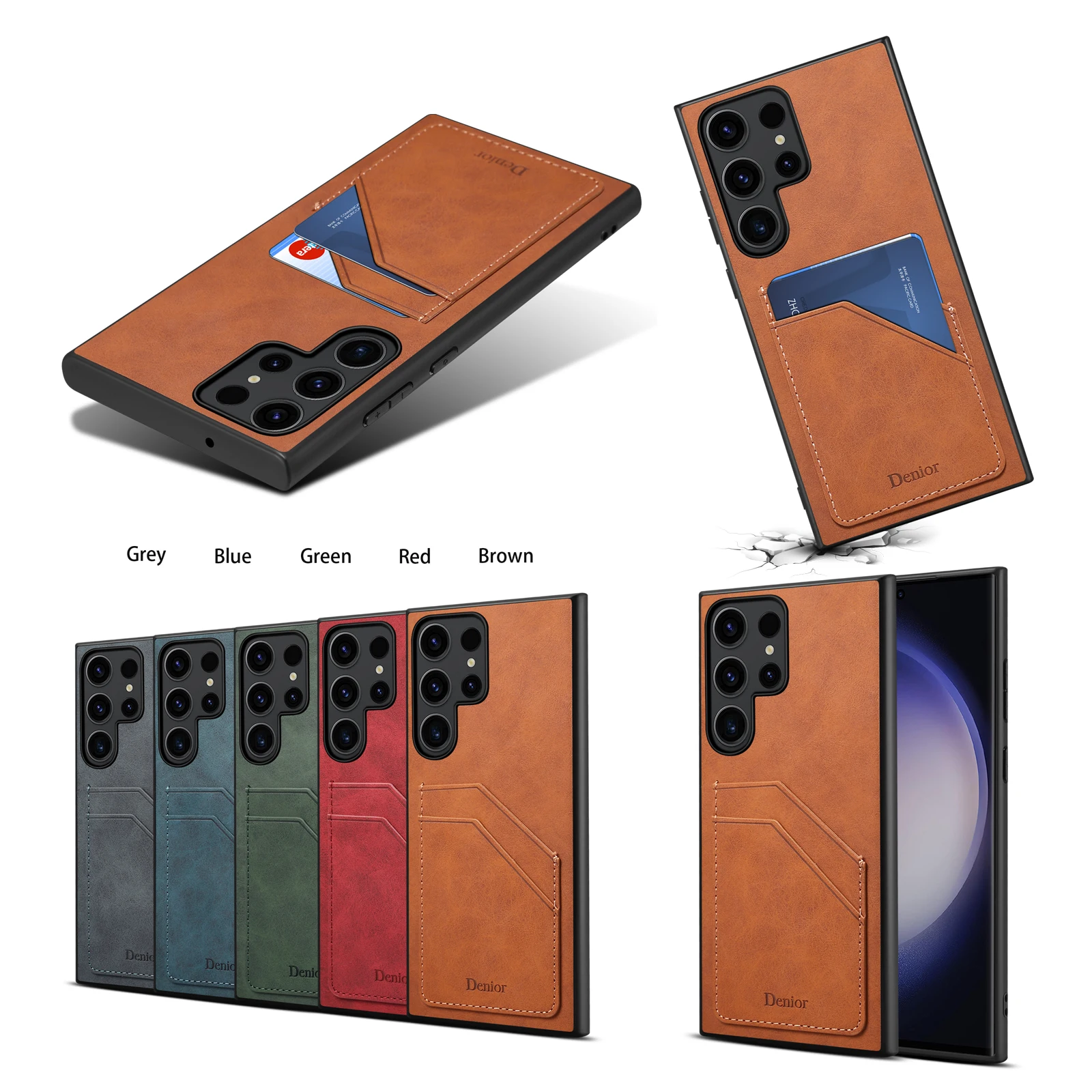 Высококачественный деловой минималистичный кожаный чехол с двумя картами для