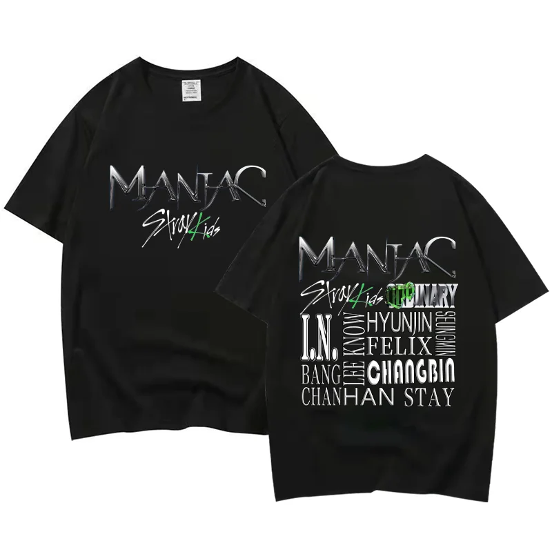 Fashion Stray Kids MANIAC T Shirt SKZ Maniac Album T Shirt Kpop Cotton Couple Short Sleeve Unisex