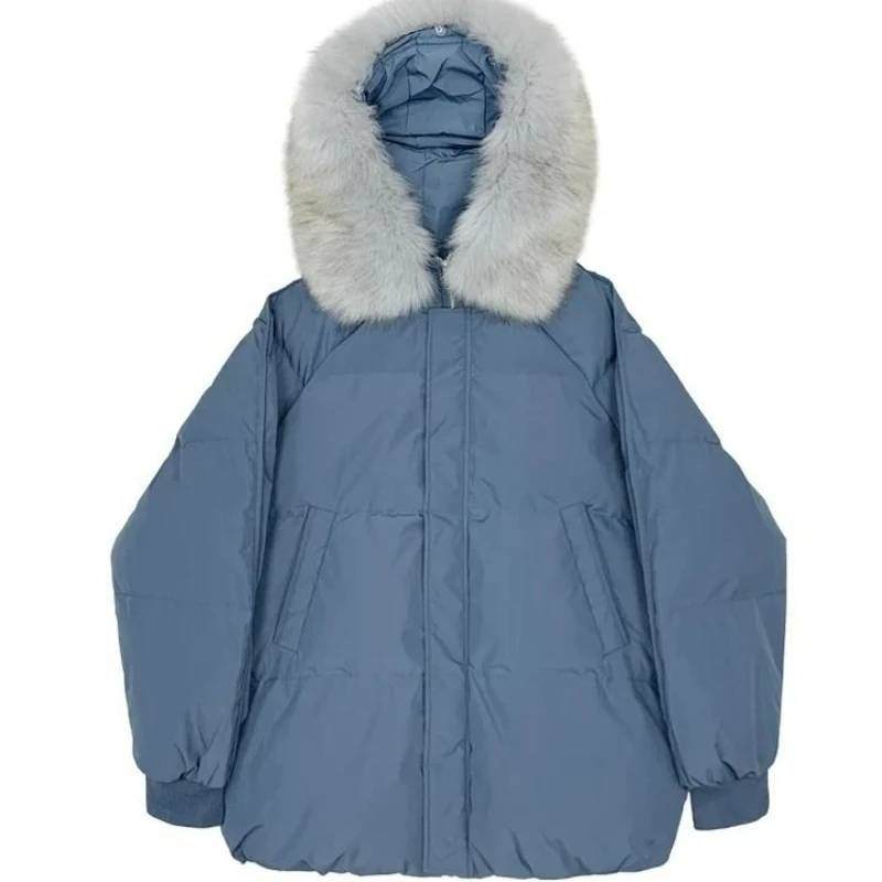 Winter Jacket Women 2022 New Casual Fur Collar Heavy Jackets Korean Fashion Loose Puffer Parkas Ladies Coats Oversize Outwear