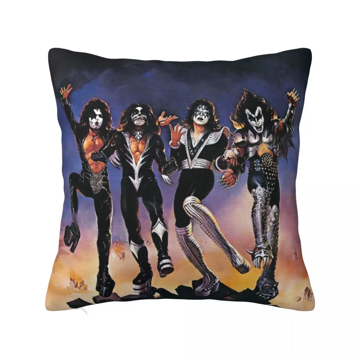 

Kiss Band Pillow Case Kiss Band Art Polyester Bedroom Pillowcase Zipper Summer Cute Cover