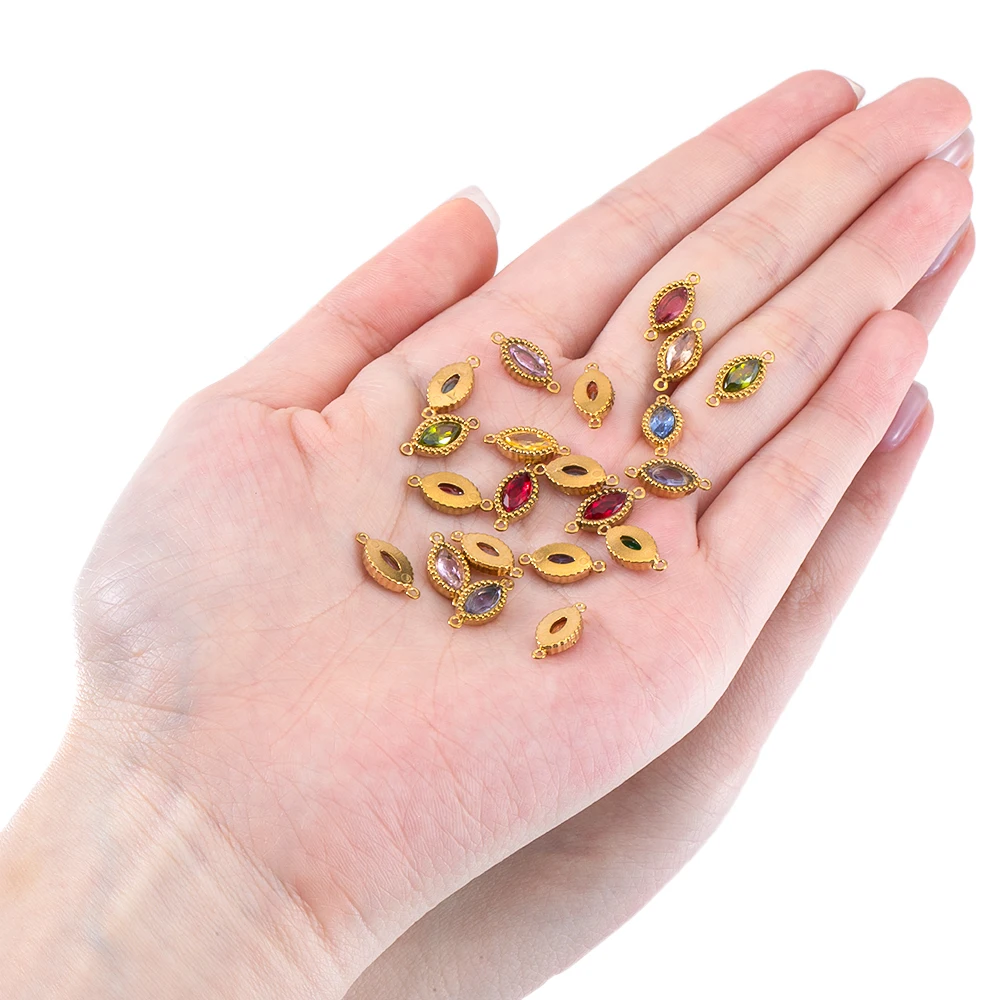 10 шт. овальный кулон из нержавеющей стали с 2 отверстиями циркон форма конского