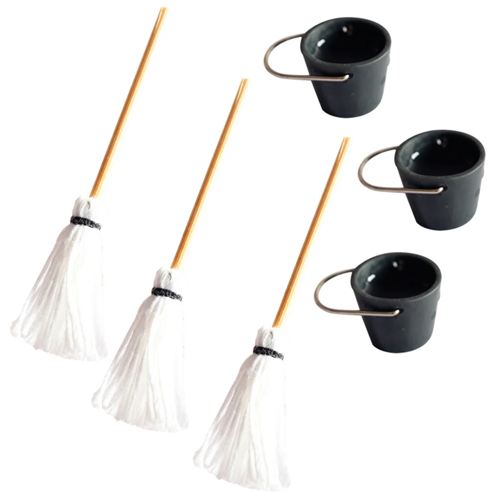 

Dollhouse Cleaning Accessories Bucket Mop Model Miniature Adorns Simulation Small House Mops Buckets Decoration DIY