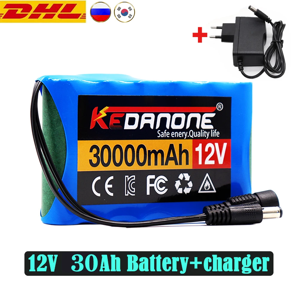 

Super 12V 30000mah Capacity DC 12.6v 30Ah Portable Rechargeable Li-ion Battery CCTV Camera Monitor + Charger