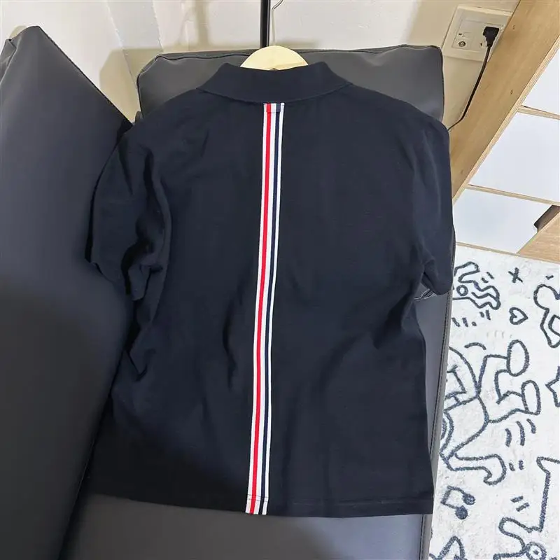  Рубашки-поло из чистого хлопка с четырьмя полосками цветная полоска сзади