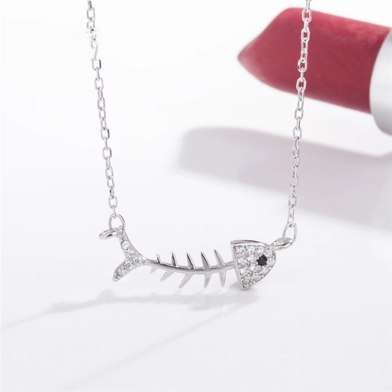 WYEAIIR 925 Стерлинговое Серебро креативный циркон блестящие Fishbone INS Изящные