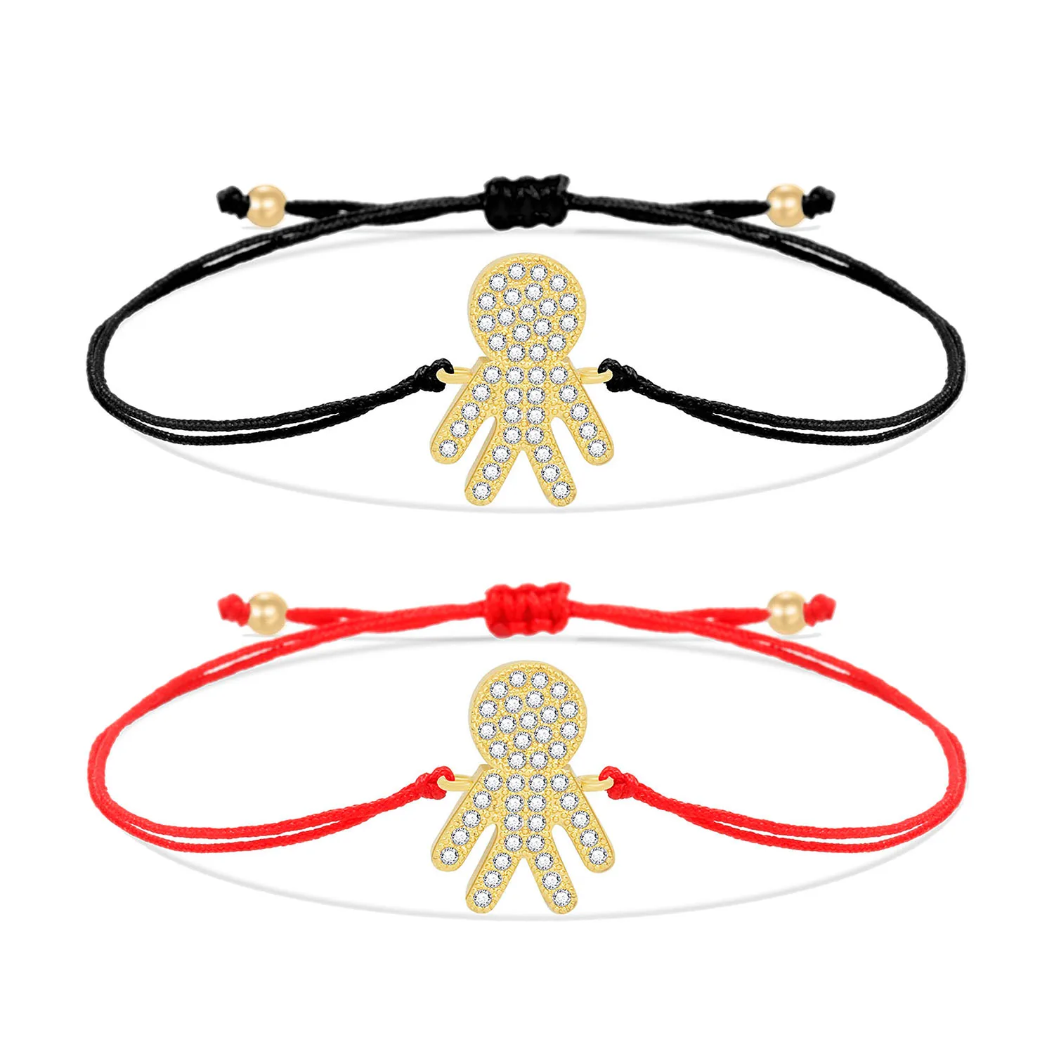 2022 Новый Модный позолоченный латунный ААА кубический цирконий Хрустальный Шарм-браслет для мальчика женский красный шнурок с приманкой ювелирные изделия в подарок