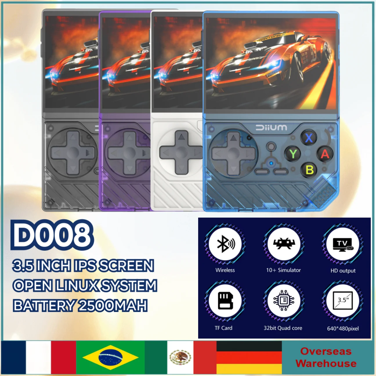 Портативная игровая консоль D008 3 5-дюймовый IPS-экран 2500 мАч