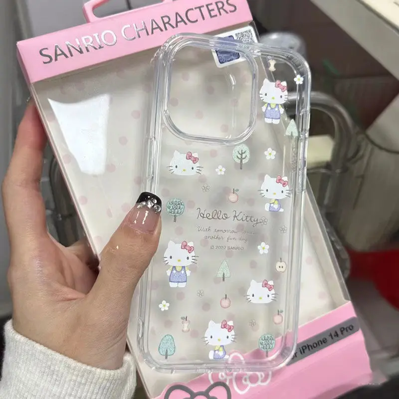 

Sanrio Hello Kittys Cartoon Cute Transparent Printed Phone Case for Iphone 7 8Pxrxsmax11Pro12 13Promax14Plus Full Cover Silicone