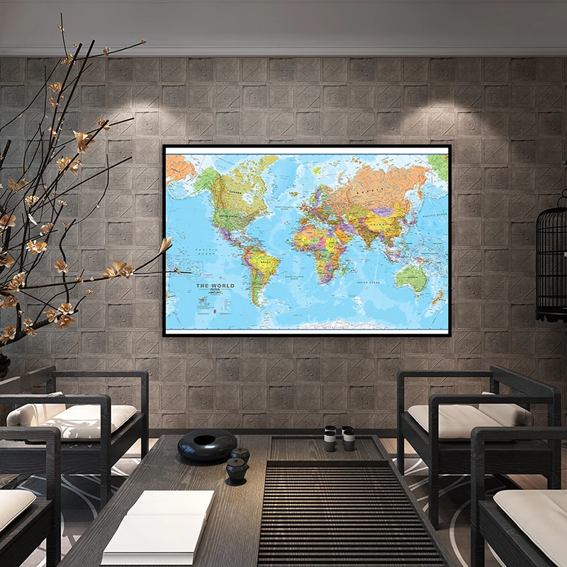 

Map of The World 70*50cm Wall Art Poster Unframed Canvas Painting Decorative Print Room Home Decor School Teaching Supplies