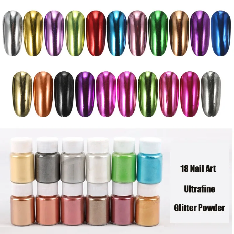 18 color Nail Powder Neon Pigment Powder Nail Glitter Ombre Chrome Dust Gel Polish For 3D Nail Art Decoration