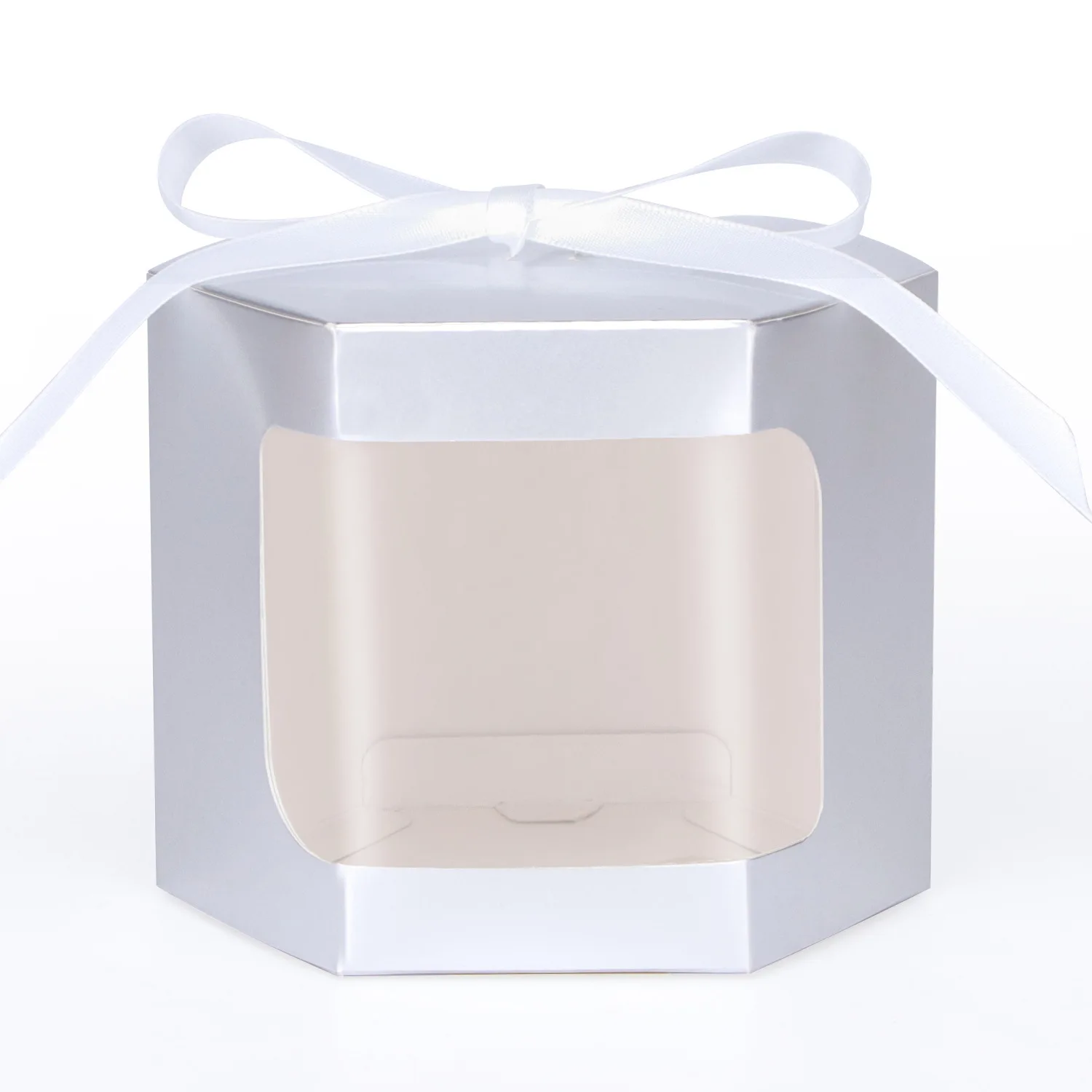 

Подарочные коробки картонные шестиугольные с окном 10 шт