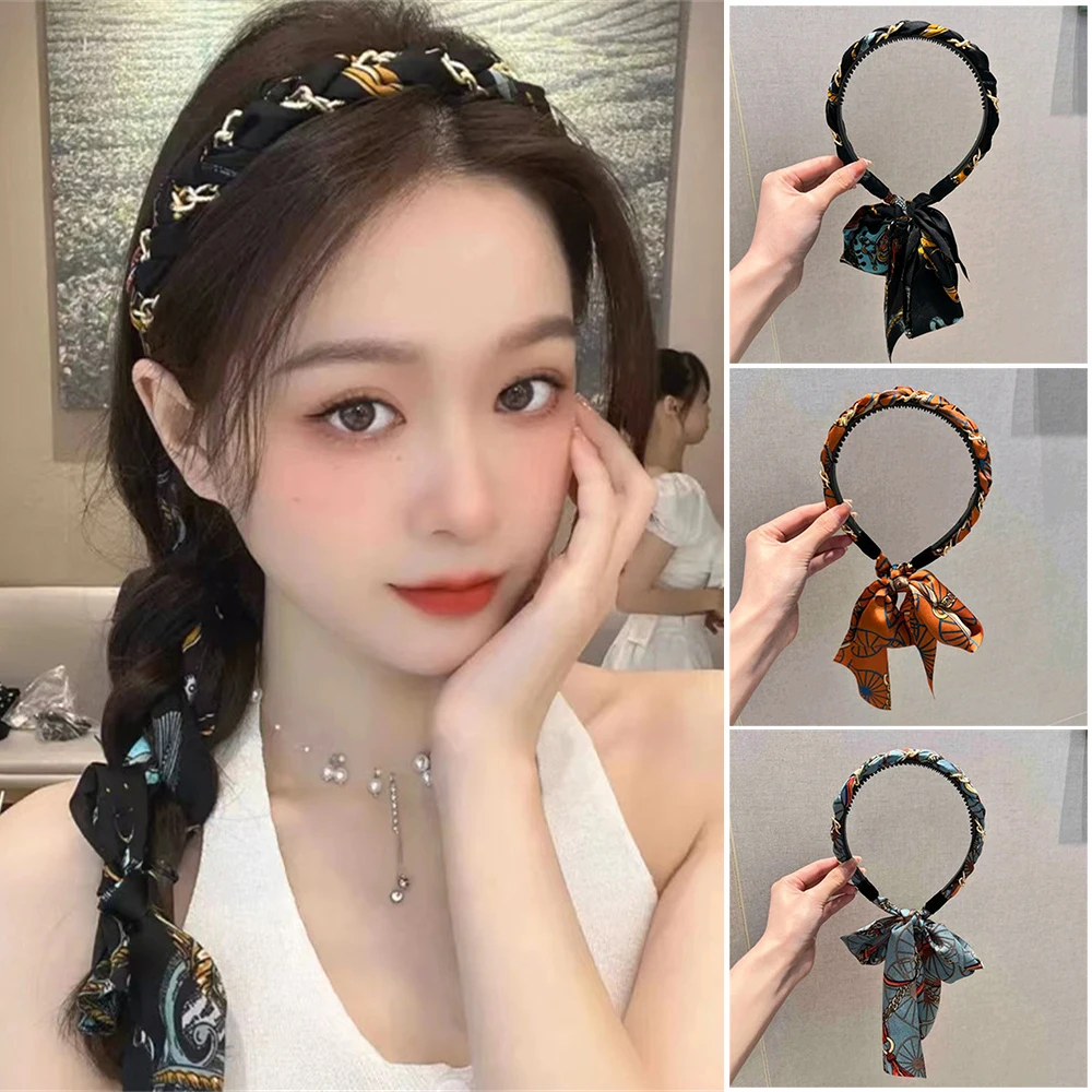 

Повязка на голову женская из атласной ткани, винтажный Плетеный головной убор с зубцами, аксессуары для волос