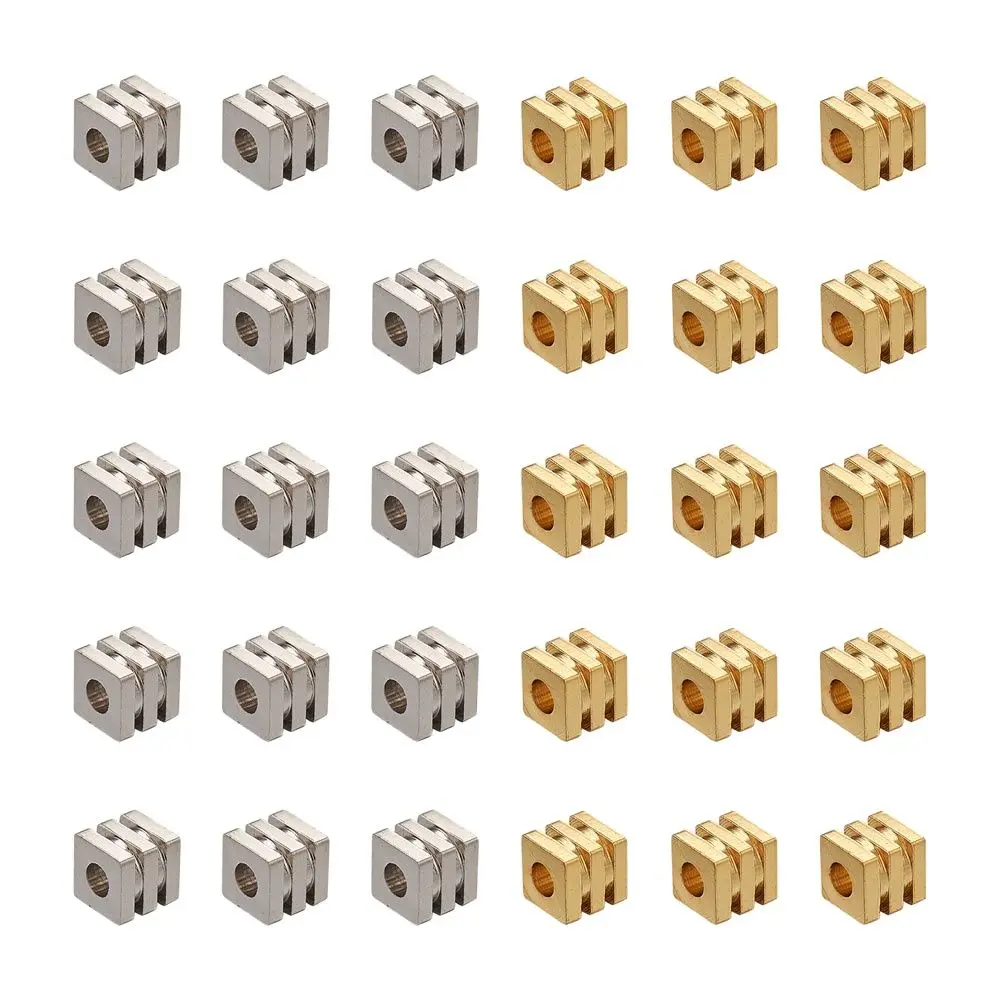 

100Pcs Grooved Cube Spacer Beads 2 Colors 2/3/4mm Brass Metal Loose Beads DIY Bracelet Necklace Jewelry Crafts Making