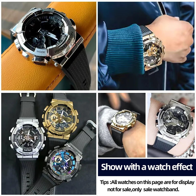 Ремешок силиконовый для часов черный оранжевый прозрачный белый браслет Casio G-SHOCK