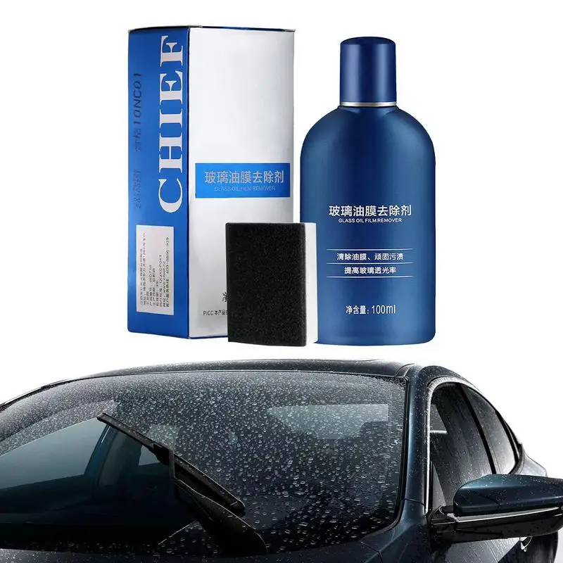 

Car Windshield Oil Film Remover 100ml Glass Stripper Water Spot Remover Oil Film Removing Eliminates Coatings Waxes Polish And