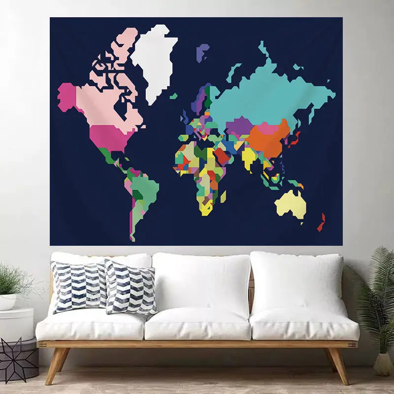 Настенная подвесная ткань в скандинавском стиле с картой мира фоновый гобелен