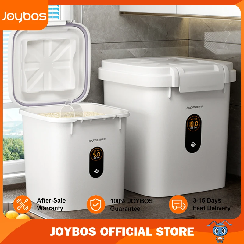 Joybos-cubo de almacenamiento de alimentos para mascotas, dispensador de arroz con tapa sellada, Caja Sellada para el hogar, a prueba de humedad, JS61