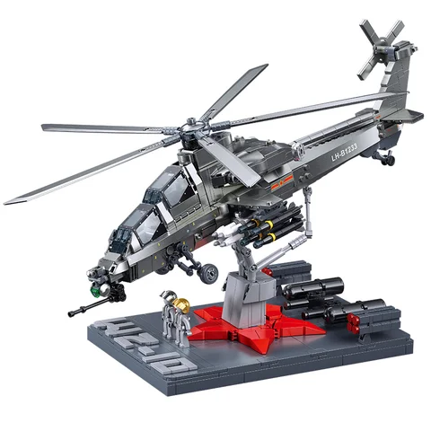 Модель военного боевика 2024 WW2, строительные блоки, вертолет, воздушное оружие, модель осады, измельчитель, кирпичи, детские подарки на день рождения