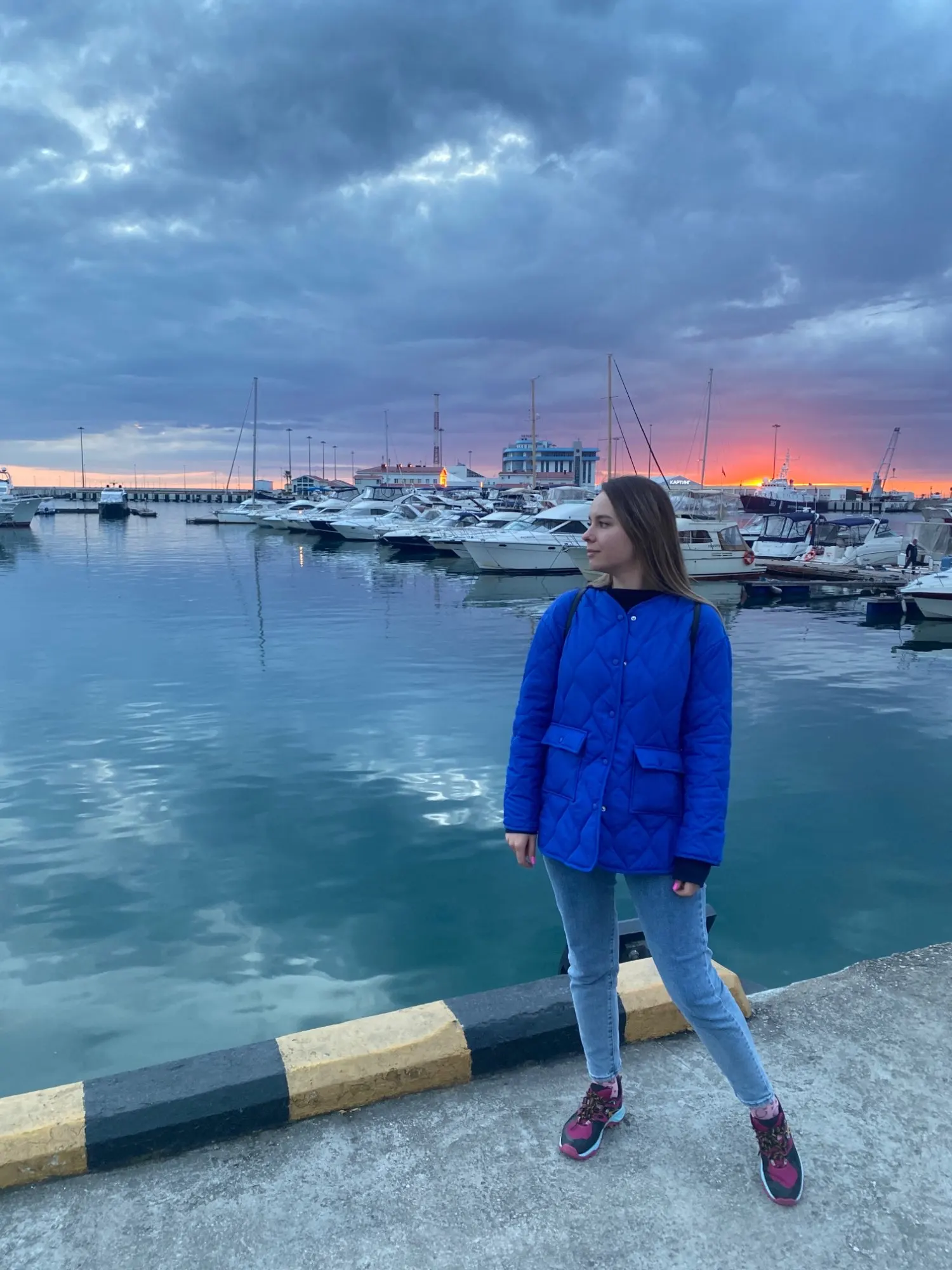 Autumn Winter Women Blue Quilted Jacket Fashion Double-Sided Cotton Padded Loose Coat Vintage Long Sleeve Ladies Oversize Coat
