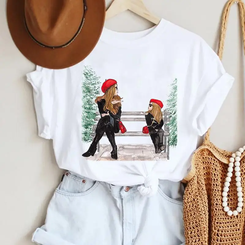 

Трендовая Женская милая любовь зимняя Веселая Женская Праздничная мультяшная Новогодняя модная футболка с рисунком футболка для путешест...