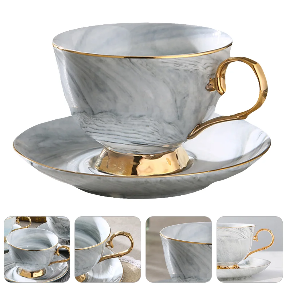 

Cup Cups Tea Saucer Coffee Ceramic Marble Mug Saucers Set Drink Latte Cappuccino Milk China Breakfast Favors Afternoon Mugs