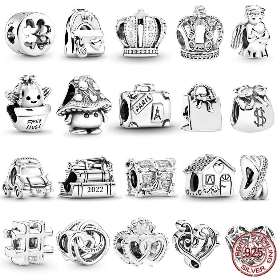 Женский рюкзак для маленького дома, чемодан и Шарм-бусина в виде грибов, подходит для оригинального браслета Pandora, ювелирные изделия «сделай сам»