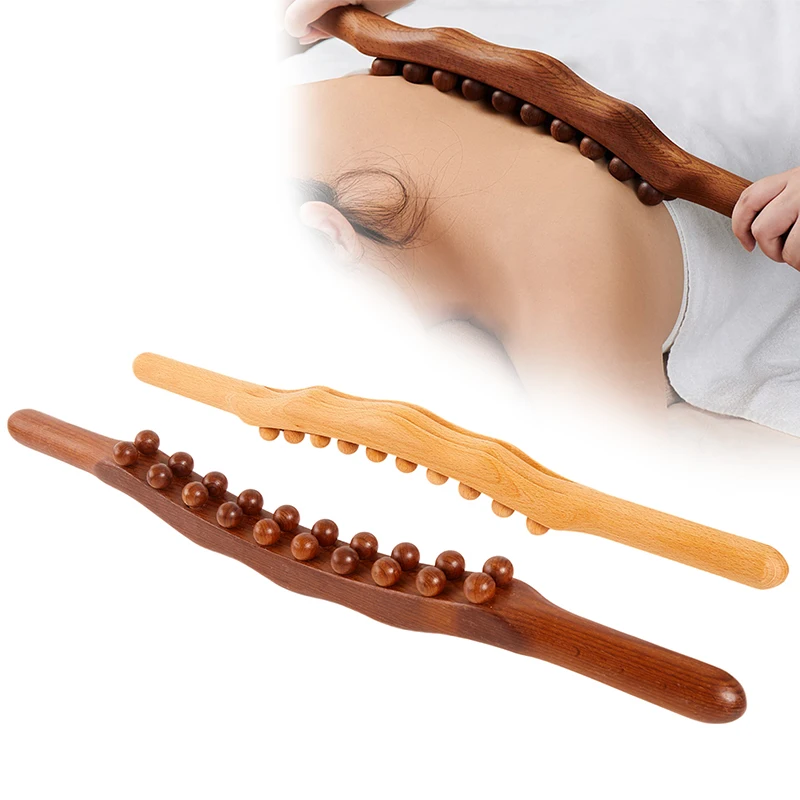 

20 Beads Rolling Pin Universal Back Needle Massage Tendons Beech Wood Scraping Stick Point Treatment Gua Sha Relax Therapy Tools
