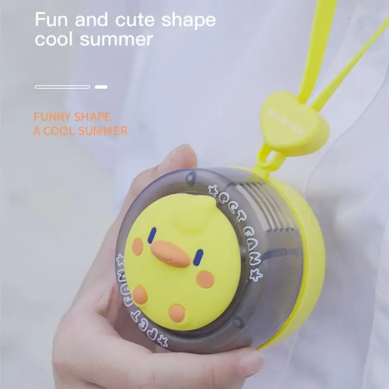 

Handheld Cooling Fans Three-gear Speed Regulation Handheld Fan Vaneless Design Mute Leafless Hanging Neck Fan For Home Office