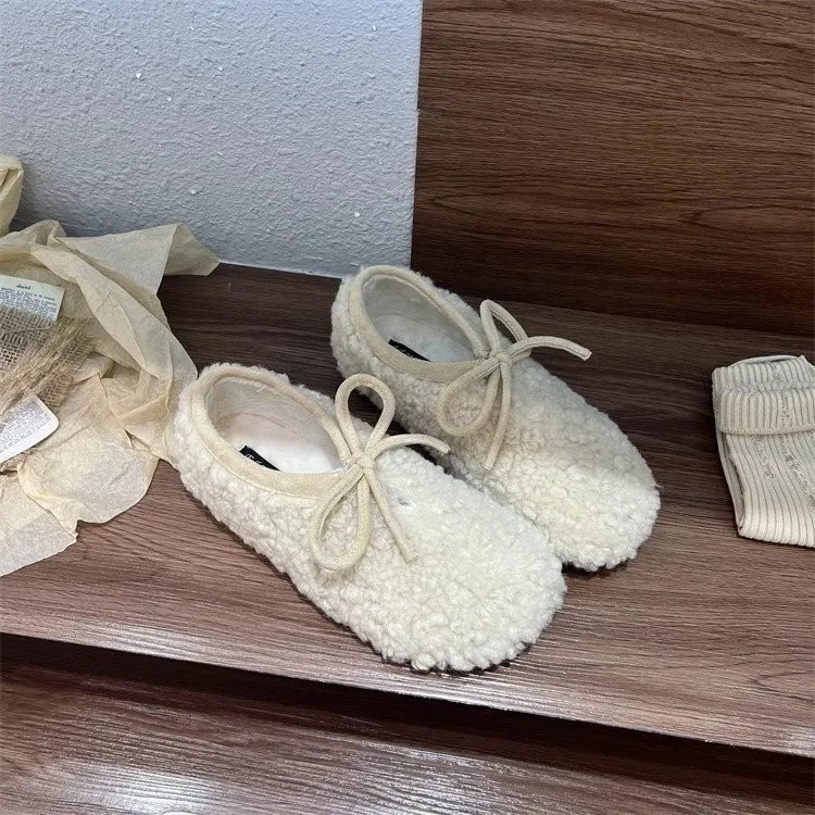 Женские и стильные меховые туфли в стиле ретро осень зима плоская подошва лесной