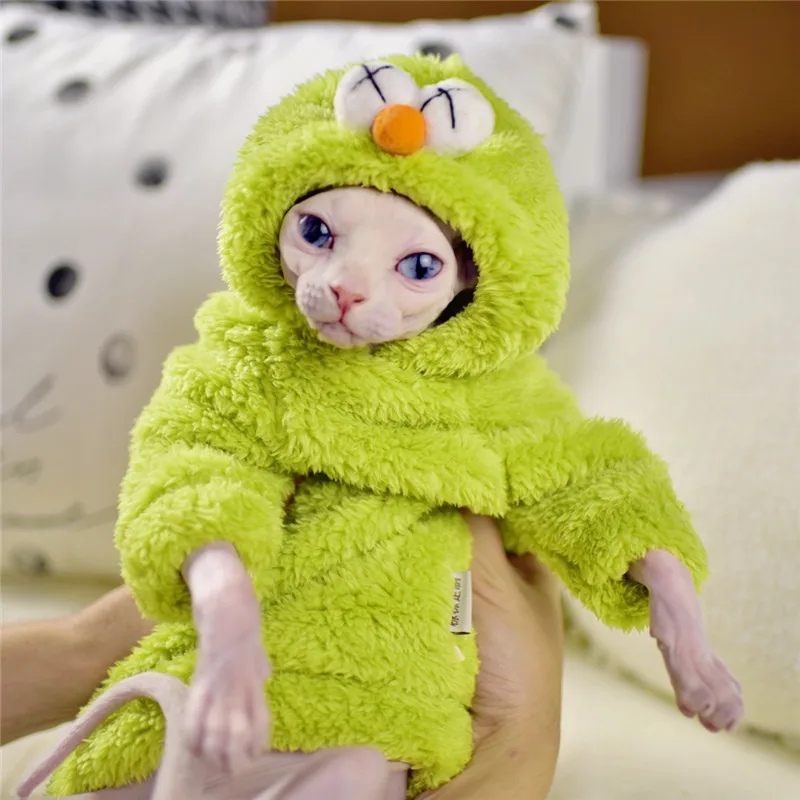 

DUOMASUMI Super warm double berber fleece Sweater sphynx Cat Clothing Comfort thickened Winter Sphinx Hairless Cat Clothing
