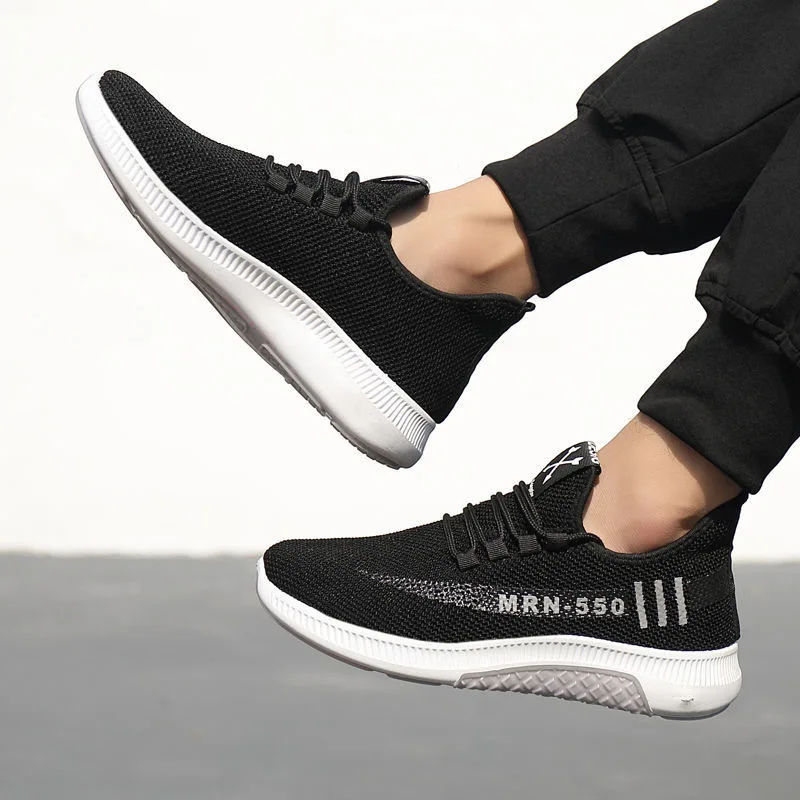 

Sneakers Vulcanized Shoes Knitted Soft Light Breathable Lace-up Flats Fall Fashion Mesh Men's Sneakers