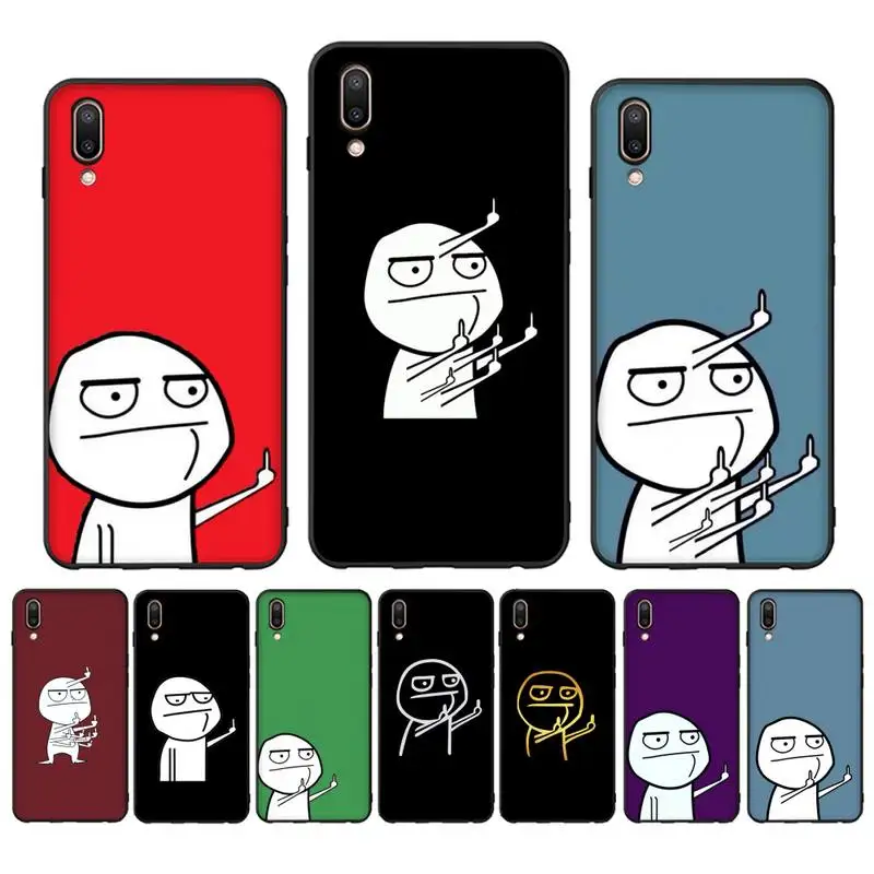 

Funny Man Middle Finger Phone Case For Oppo Reno Realme C3 6Pro For vivo Y91C Y17 Y19 Funda Capa