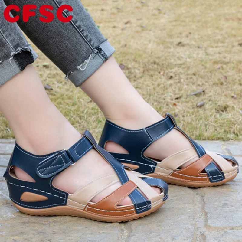 

Women Shoes 2023 Summer Sandals Open Toe Women's Sandals Casual Walking Shoes Retro Wedge Sandals Non-Slip Plus Size Shoes