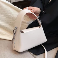 rivet totes shoulder crossbody messenger bag armpit bag with pearl short handle 2022 pu leather cute women trendy chain handbag