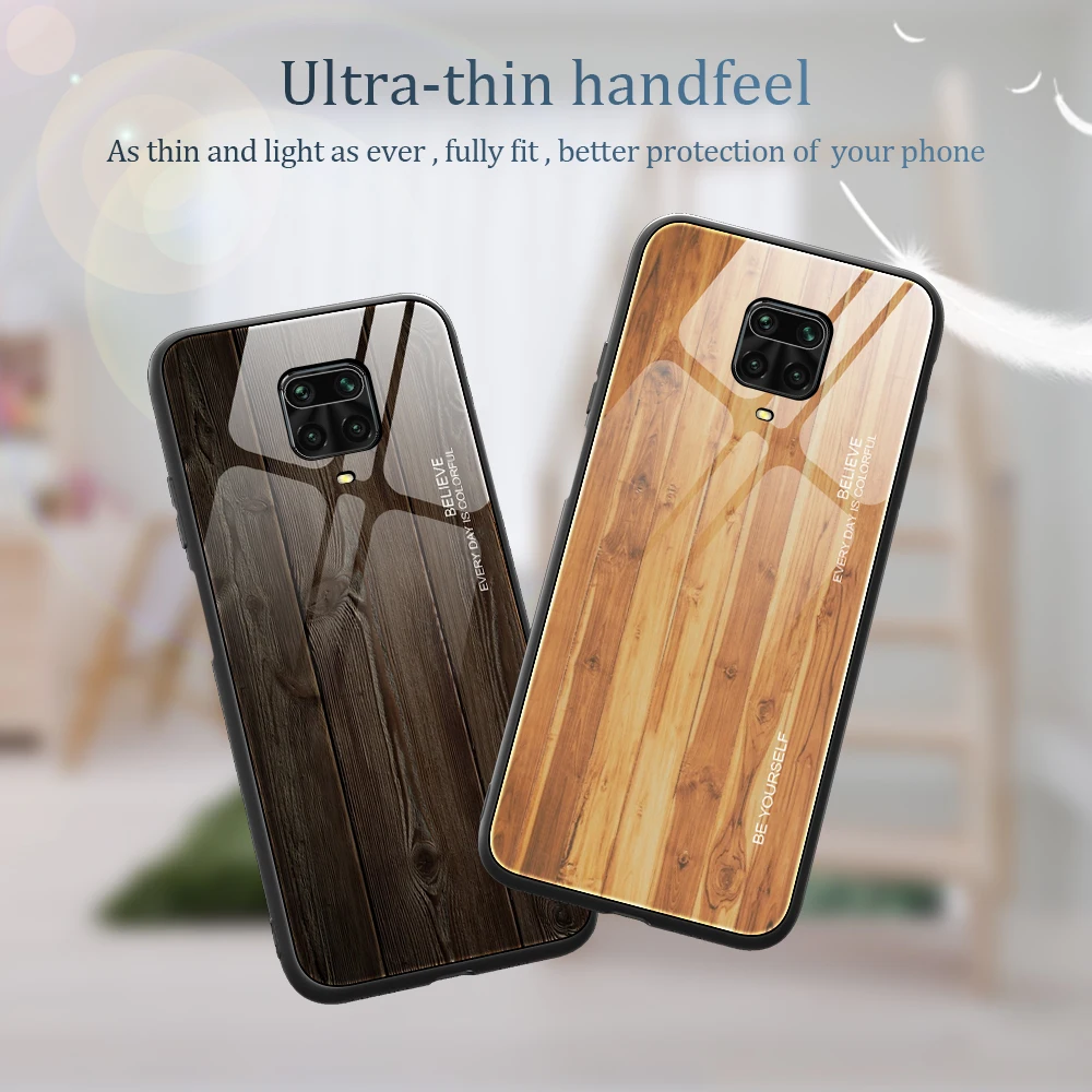 

Wood Grain Phone Case For Redmi Note 9Pro 9T 9S 8Pro 8T 7Pro Multicolored Tempered Glass Cover For Redmi 10X 9A 8A 7A 6Pro