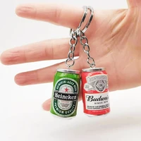 simulation canned beer keychain male boy couple beer can keychain decoration backpack jewelry car key accessories pendant